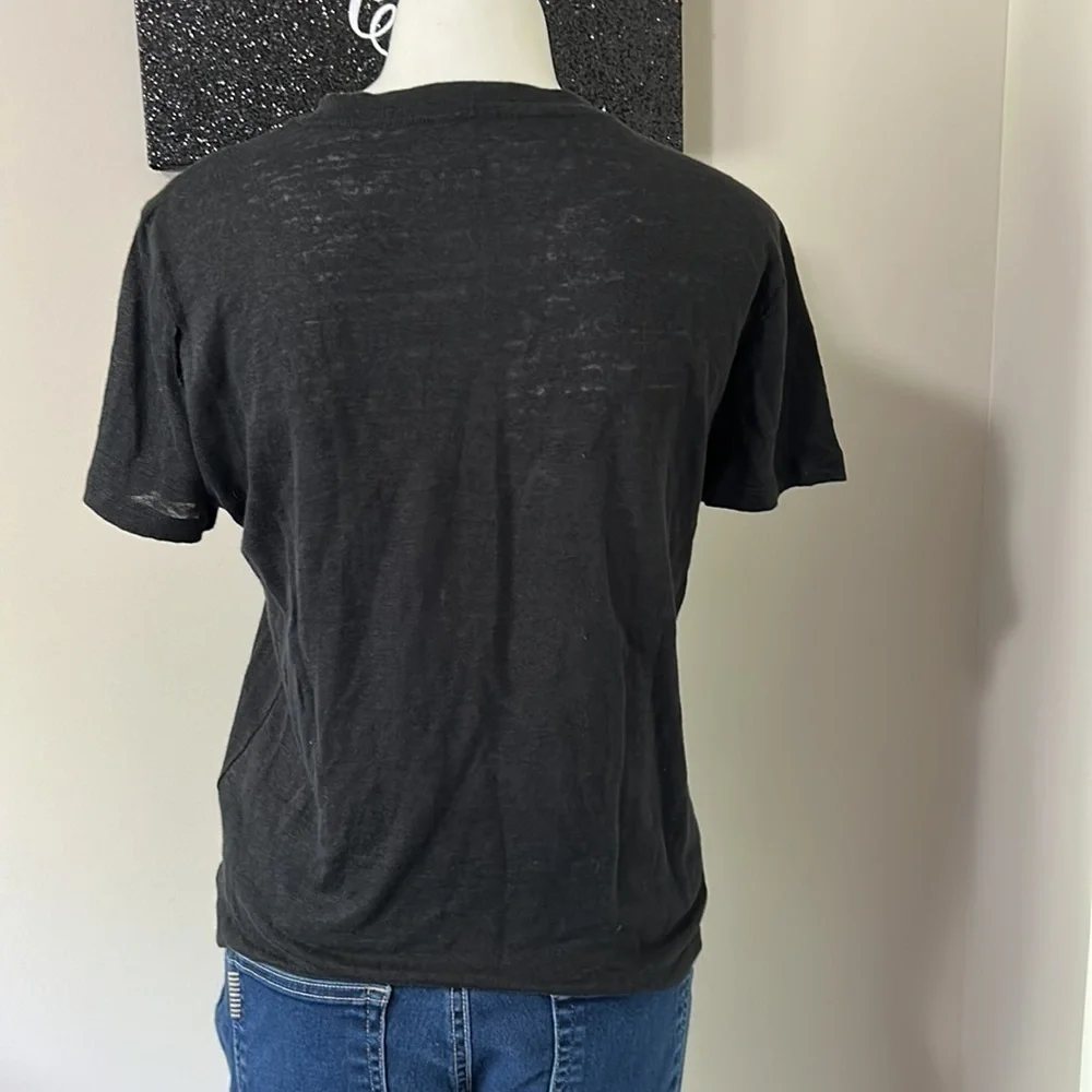 J CREW Relaxed linen crewneck T shirt Black Short Sleeve Basic Sz XS NEW